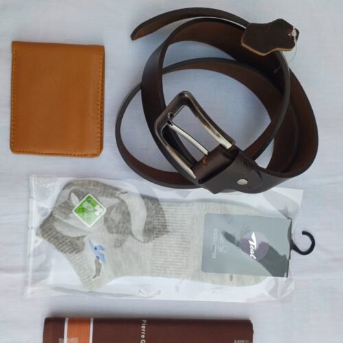 mens-leather-belt-wallet-socks-handkerchief-set Complete men's accessory set - leather belt wallet socks and handkerchief
